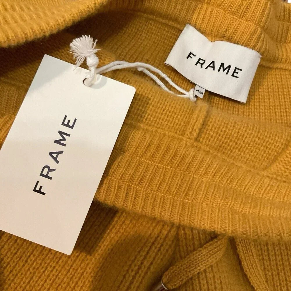 Frame Wide-Leg Ribbed Cashmere Drawstring Shorts Yellow mustard summer knitted
